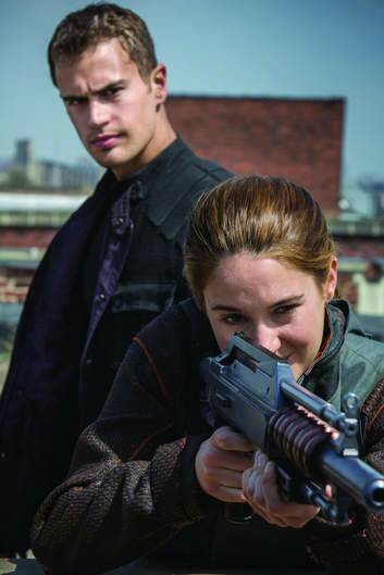 Shailene Woodley and Theo James in <i>Divergent</i>.