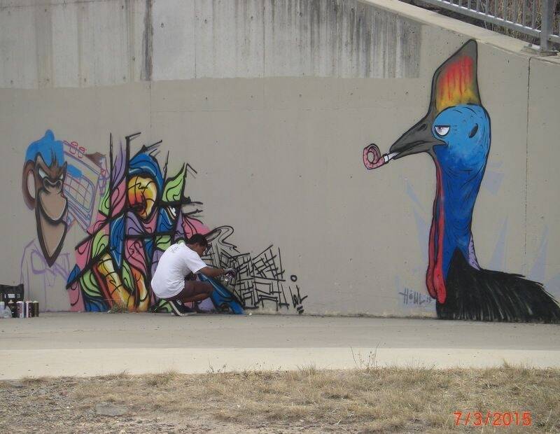 A street art masterpiece of a cassowary, since obliterated by TAMS. Photo: act\ian.warden
