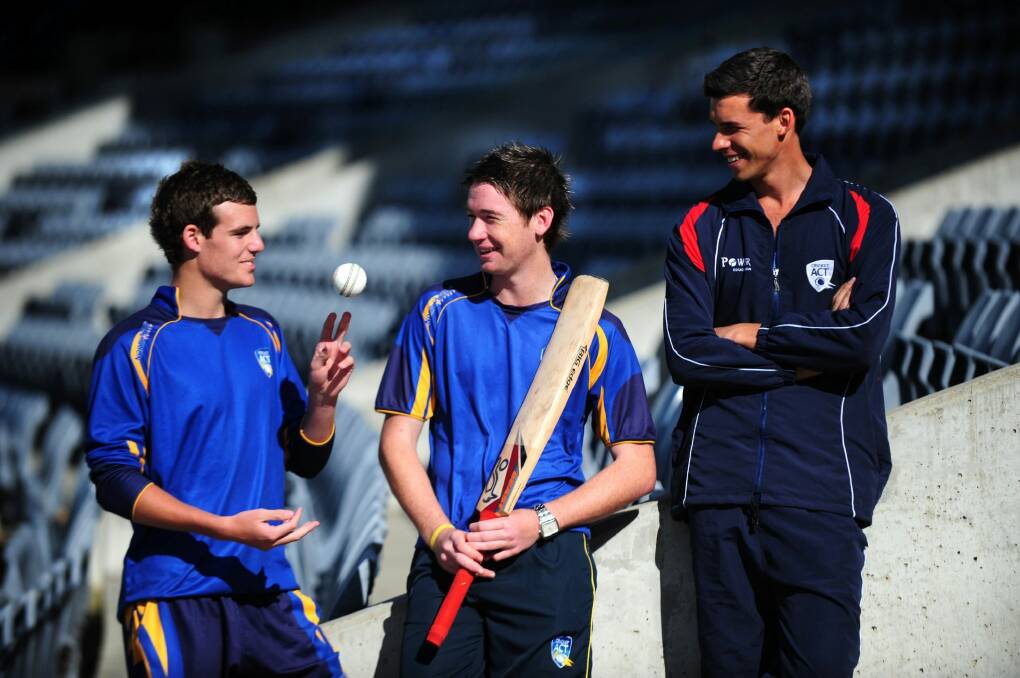 Nick Winter and Tom Rogers in their Cricket ACT junior days. Photo: Karleen Minney