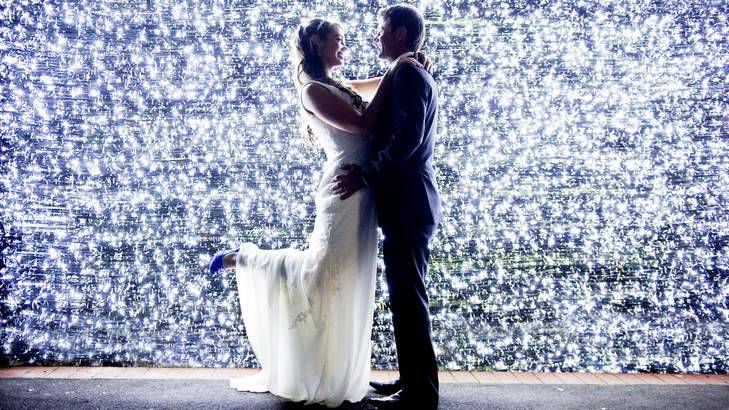 Wedding of Patrick Cormac and Luana Marriot under 500000 lights in Forrest. Photo: Jay Cronan