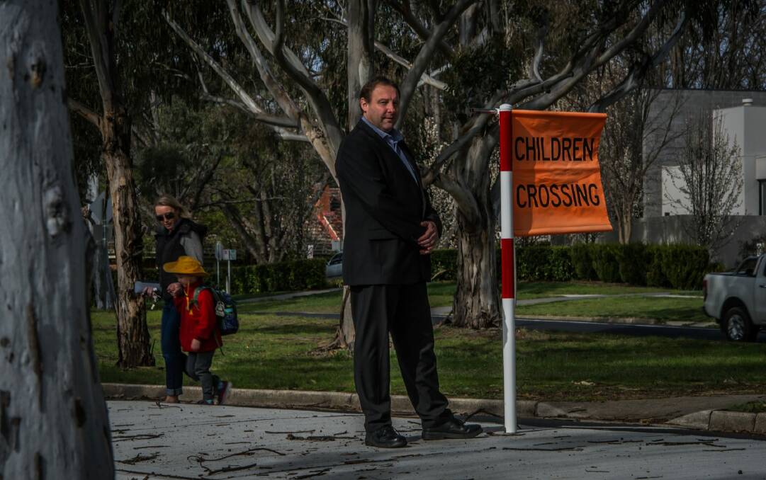 ACT council of Parents and Citizens Associations spokesman Adam Miller wants ACT election candidates to commit to addressing traffic chaos at school drop-off time.  Photo: Karleen Minney