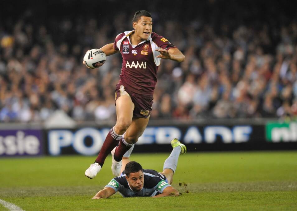 Israel Folau playing State of Origin for Queensland. Photo: Wayne Taylor