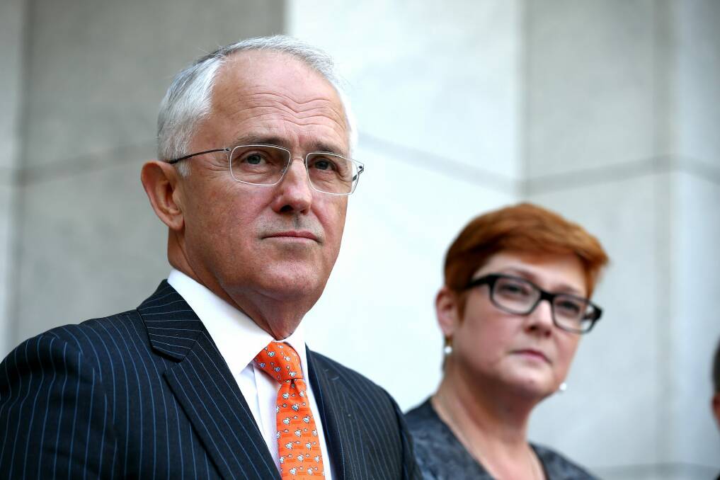 Prime Minister Malcolm Turnbull and Defence Minister Marise Payne. Photo: Alex Ellinghausen