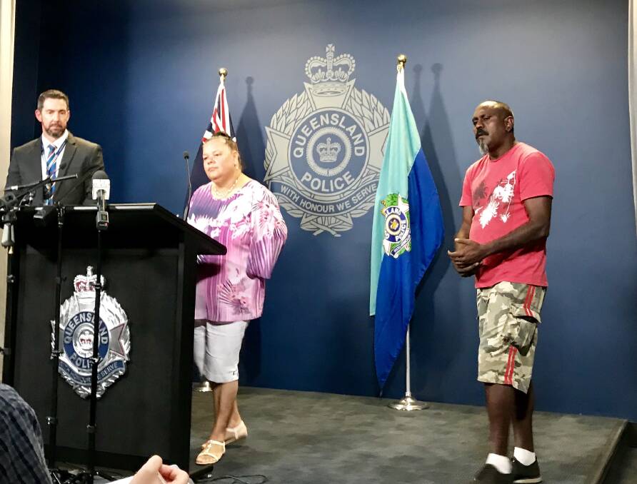 An emotional Beryl and Victor Watcho speaking about their sister, Connie Watcho at a police press conference on Monday. Photo: Alison Brown