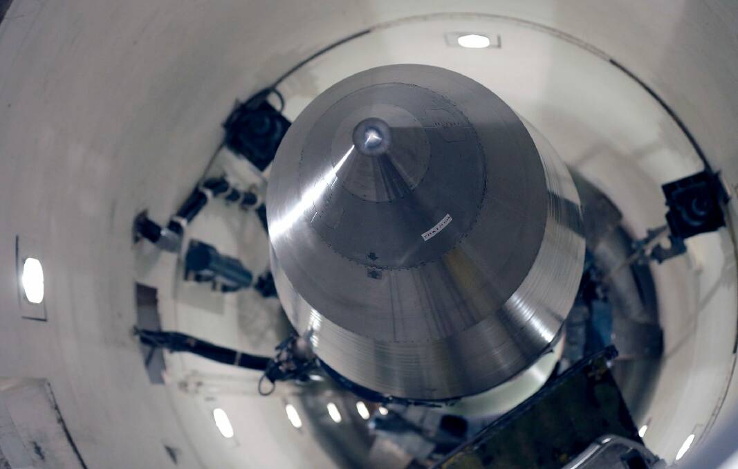 An inert Minuteman 3 missile is seen in a training launch tube at Minot Air Force Base, North Dakota. Photo: AP Photo/Charlie Riedel