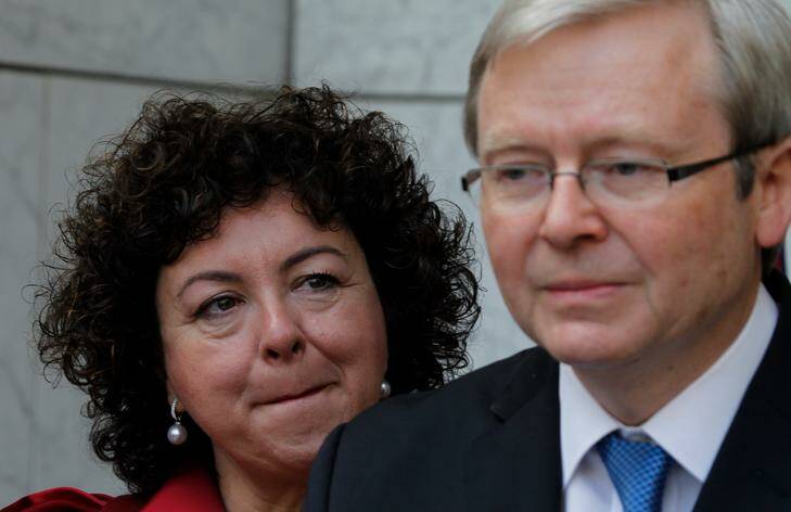 Kevin Rudd's wife Therese Rein said watching her husband give his last press conference as prime minister was difficult. Photo: Andrew Meares