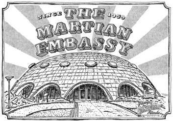 The Australian Academy of Science's Shine Dome, commonly known as the "Martian Embassy". <i>Illustration: Trevor Dickinson</i>