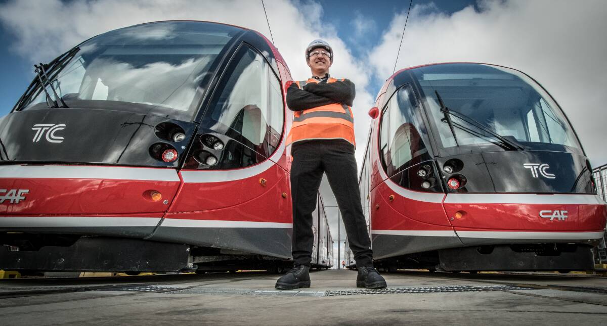 Former Canberra maths teacher Anthony Reid has made a career change and is now a  trainee light rail driver.  Photo: Karleen Minney