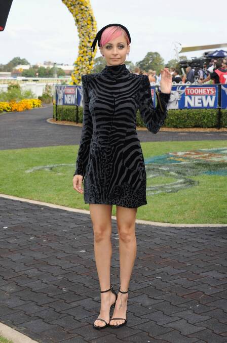 Not so chatty: Nicole Richie during Golden Slipper Day at Rosehill Gardens Racecourse at the weekend. Photo: Mark Sullivan