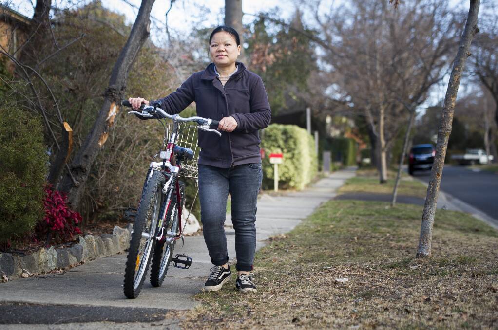 Christina, a client of YWCA Canberra, received a bike from GIVIT.  Photo: Elesa Kurtz