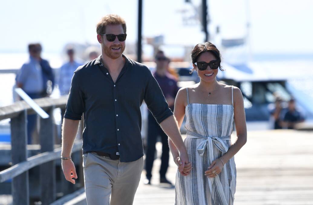 Harry and Meghan at Kingfisher Bay Resort on Fraser Island on Monday. Photo: AAP