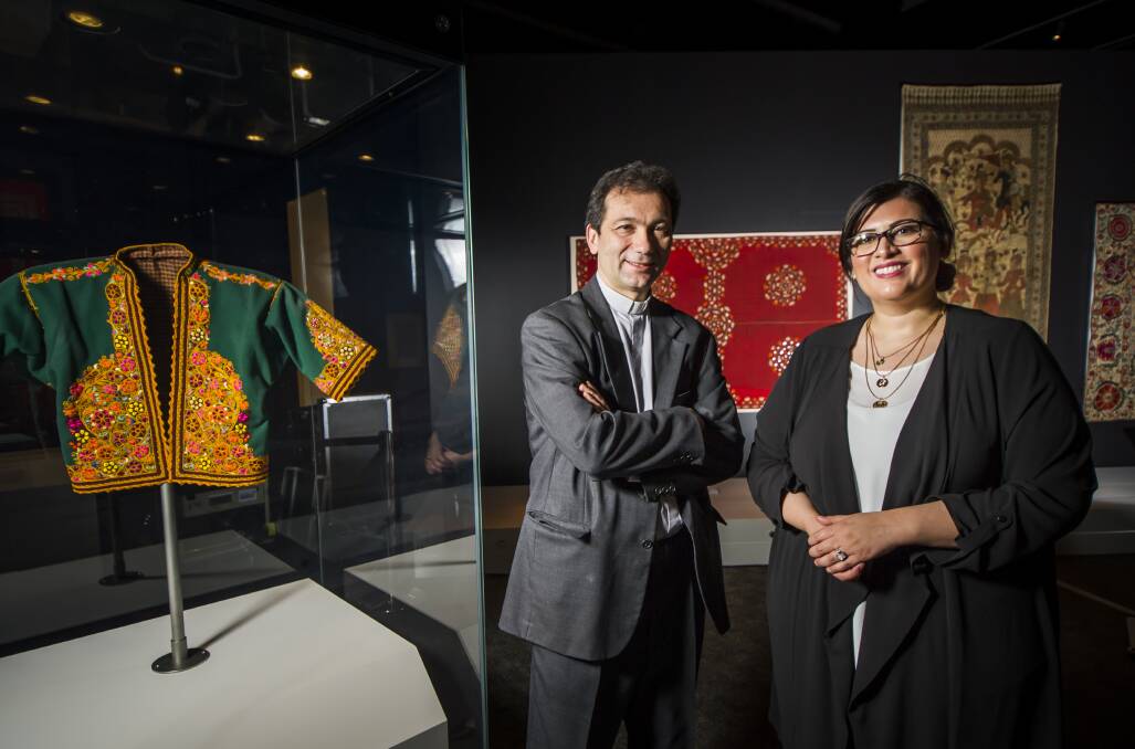 Vatican Anima Mundi Museum of World Cultures director Father Nicola Mapelli and Sharjah Museum’s authority director general Manal Ataya at the launch of <i>So That You Might Know Each Other: Faith and Culture in Islam</i>. Photo: Elesa Kurtz