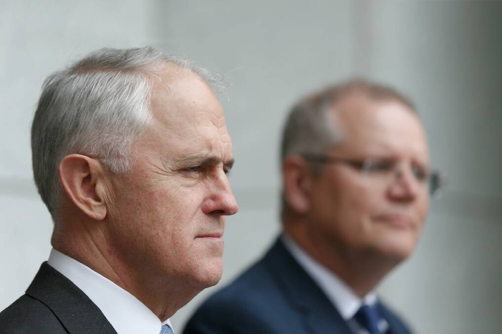 Prime Minister Malcolm Turnbull and Treasurer Scott Morrison are warning against talk of a recession. Photo: Alex Ellinghausen