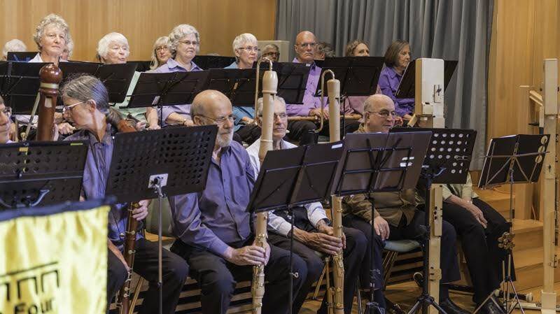 Some of the U3A Recorder Orchestra play, on land this time.