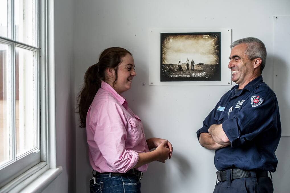 Farmer Hannah Cargill, 19, and photographer Tim Wimborne teamed up for a photoshoot as part of the <i>Art on Farms</i> project at Braidwood.  Photo: Karleen Minney