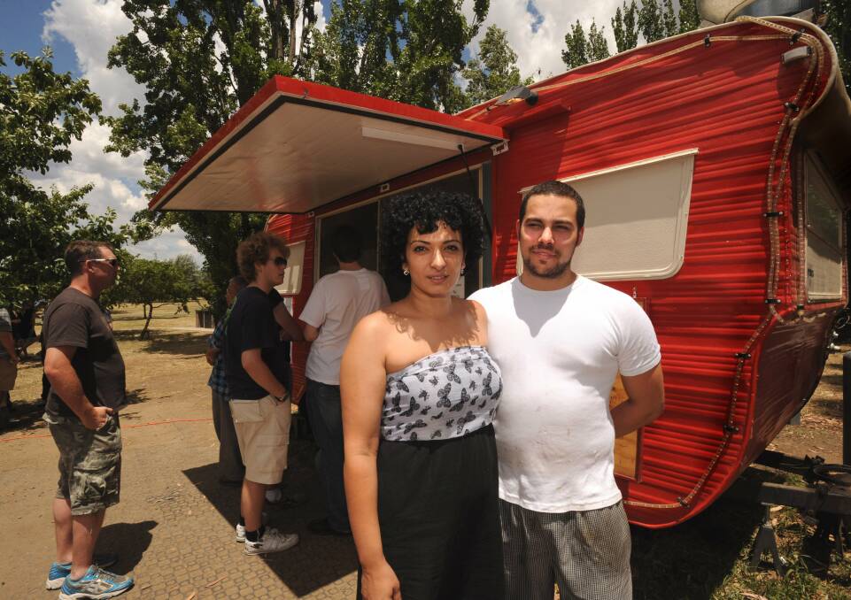 Brodburger co-owners Joelle Bou-Jaude and Sascha Brodbeck in Bowen Park in 2010. Photo: Fairfax Media