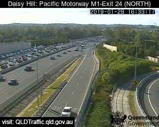 Traffic banked up at Daisy Hill after a multi vehicle crash at Underwood. Photo:  Department Transport and Main Roads