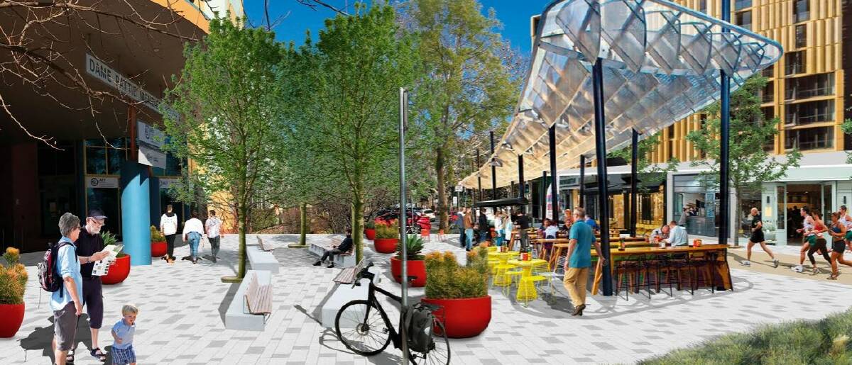 An artist impression of what Challis Street could look like under the Dickson Place Plan  Photo: City Renewal Authority