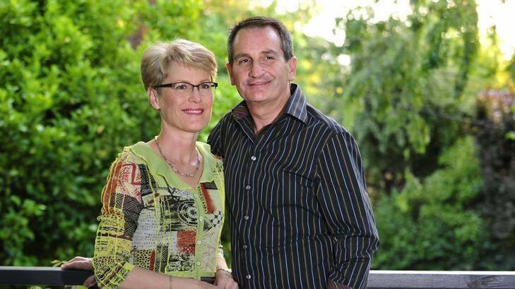 Francis Sullivan of Deakin has been appointed CEO of the truth justice healing council. Francis is pictured with his wife Susan at their home on Wednesday. Photo: Melissa Adams