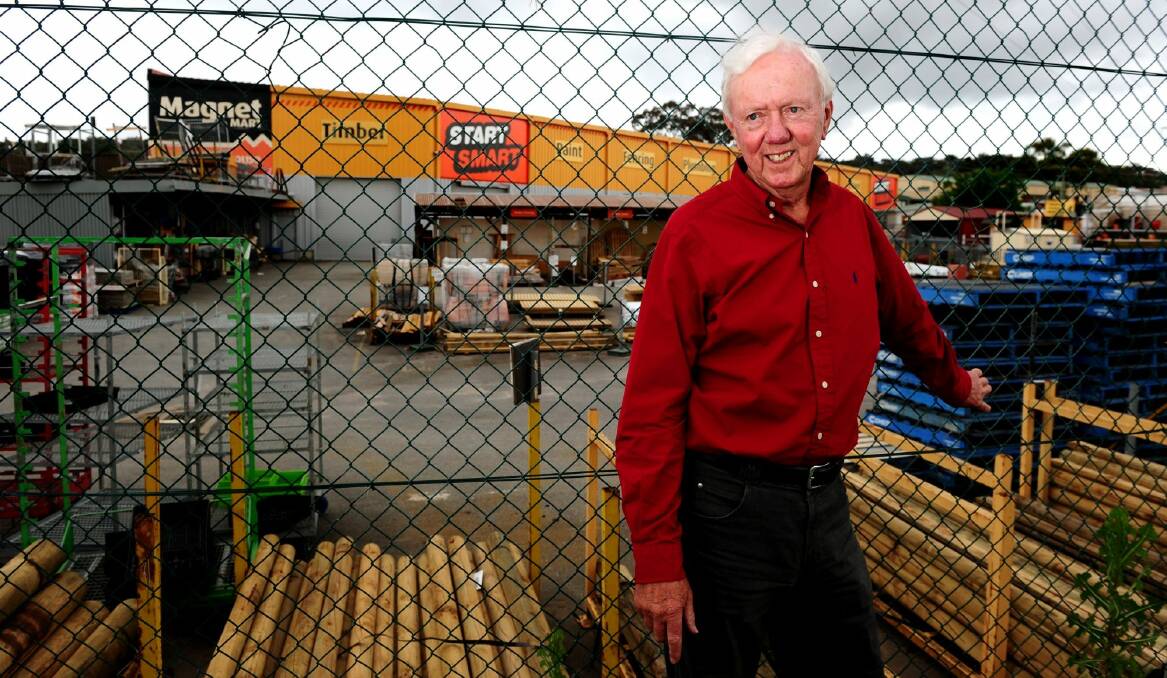 Magnet Mart founder Paul Donaghue outside the Queanbeyan store in 2010 after he sold the chain to Woolworths. Photo: Melissa Adams