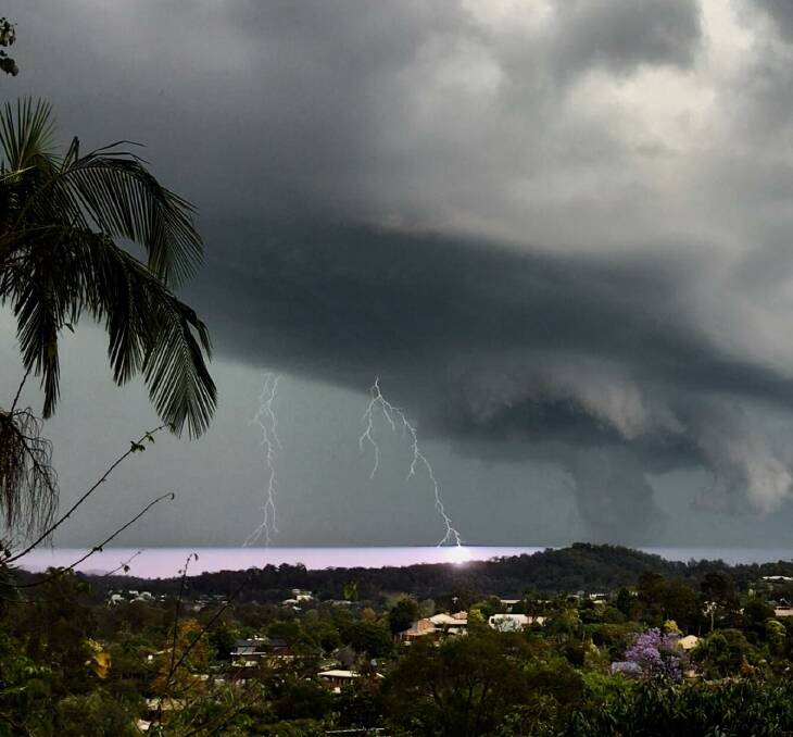 The view of the severe storm from The Gap, in Brisbane's north-west, as it moved offshore. Photo: Mary Allen