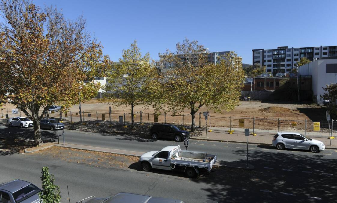 A cleared block of land ready for redevelopment in Lonsdale Street.
 Photo: Graham Tidy