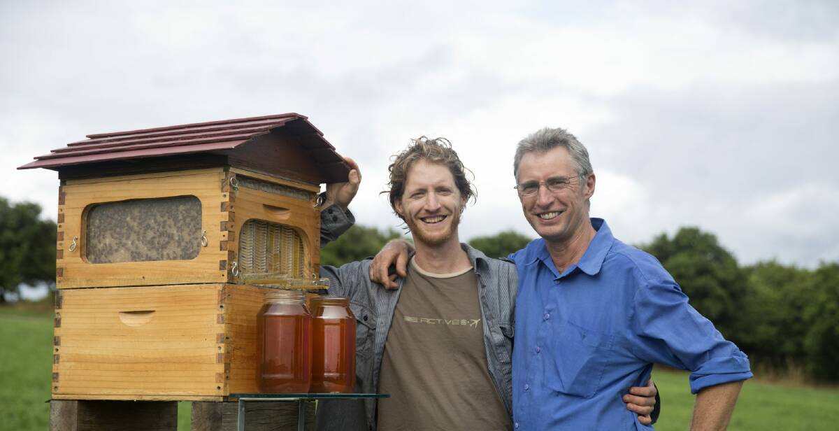 Sweet success: Father and son inventors Cedar (left) and Stuart Anderson are set to crowdfund full production of their innovative hive. Photo: Elizabeth Milne