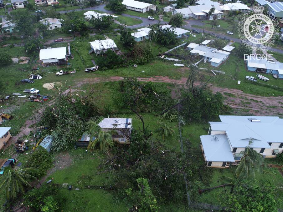 A drone image from Lockhart River, the area worst-hit by Cyclone Trevor. Photo: Queensland Fire and Emergency Services
