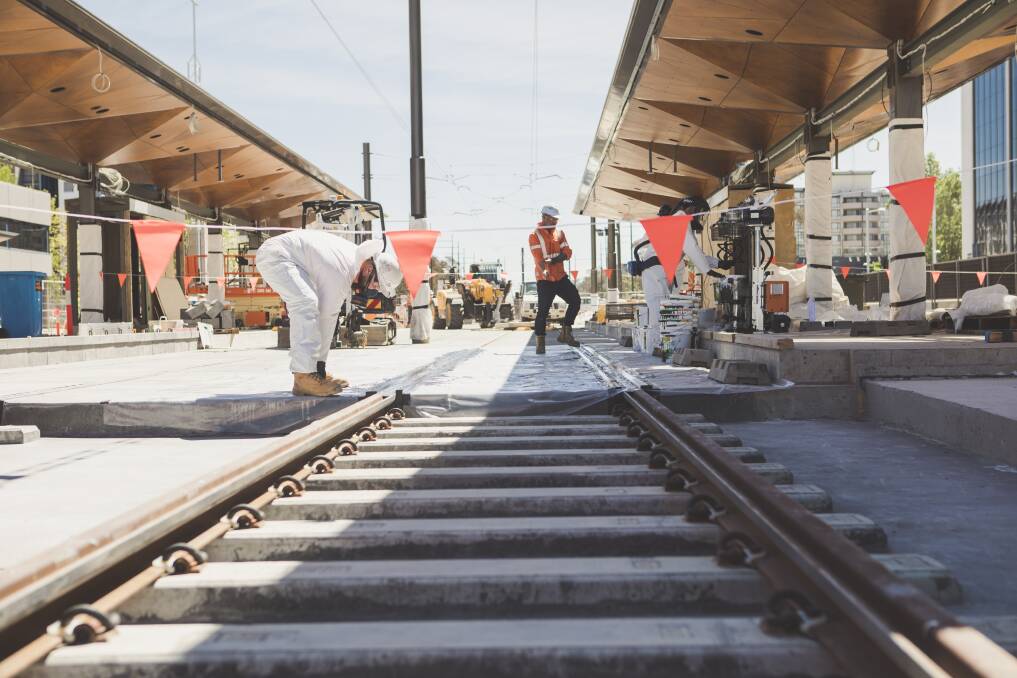 The last section of light rail was installed late last month. Photo: Jamila Toderas