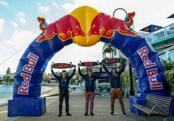 The 3 Pigs - Daniel Tuddenham, Rhys Hartwig and Jack Hall - before they set off from Sydney on the Red Bull Can You Make It? challenge. Photo: Supplied