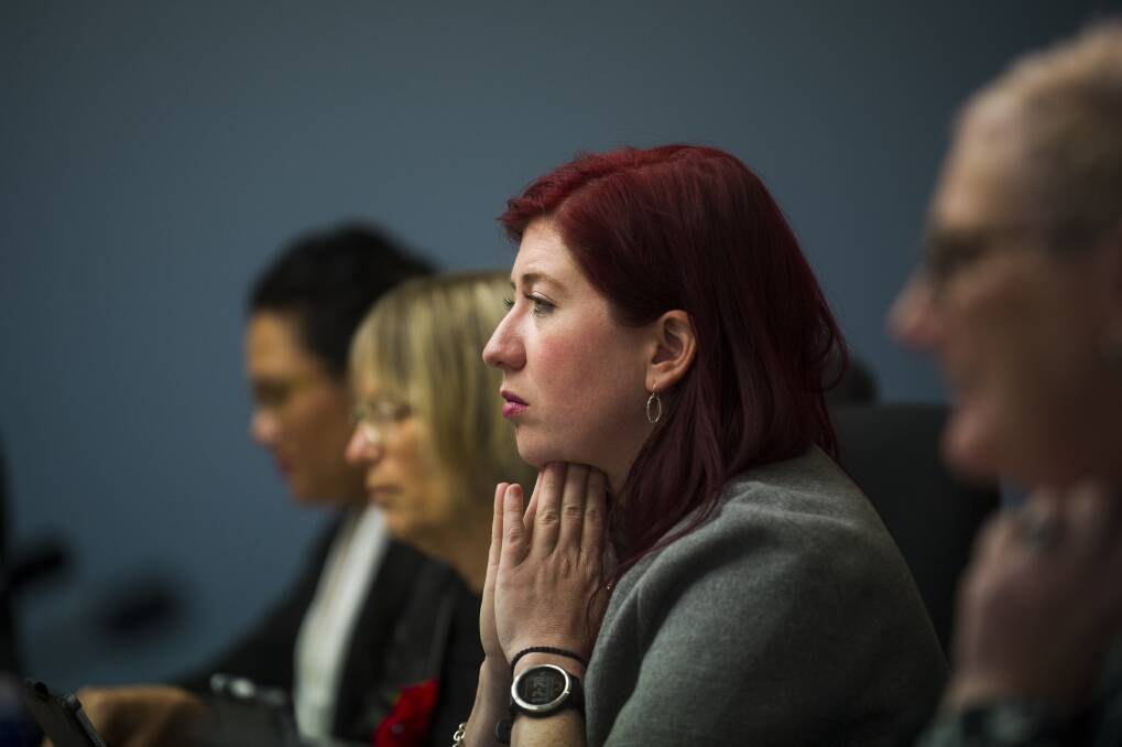  Tara Cheyne pictured at the end-of-life inquiry at the Legislative Assembly. Photo: Dion Georgopoulos