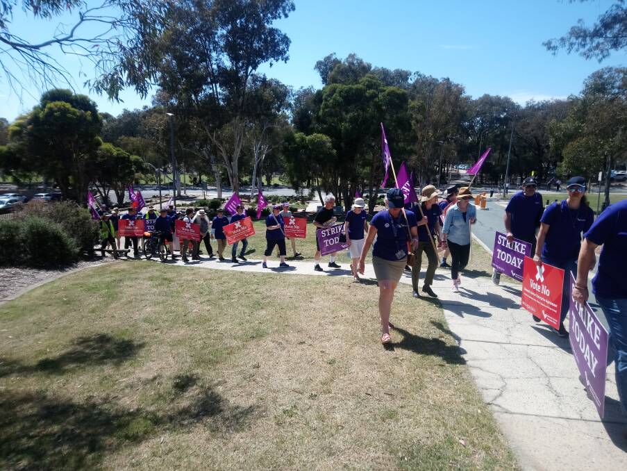 University of Canberra staff walked off the job for a full-day strike on November 1, following a half-day strike in October. Photo: NTEU