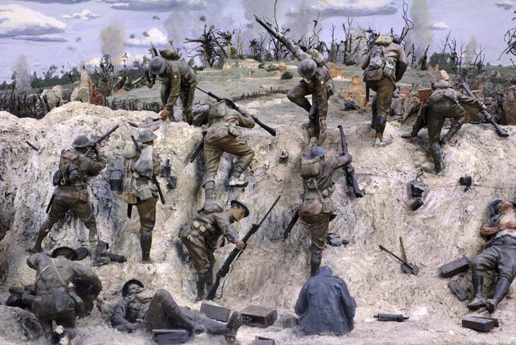 One of the War Memorial's WWI dioramas, this one depicting the Australian Corp fighting at Mont St Quentin in 1918. Photo: Australian War Memorial