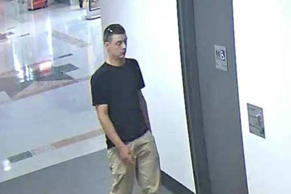 Dane Muench in surveillance footage at the shopping centre. Photo: Supplied