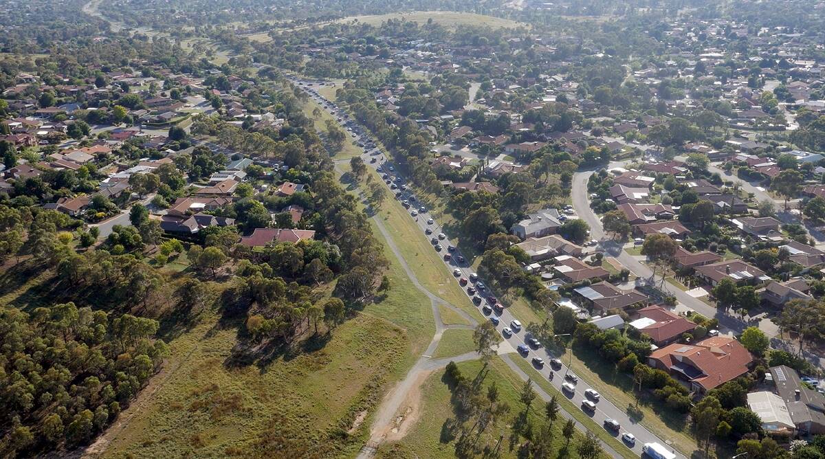 Traffic built up in Tuggeranong last week. Photo: Overall Photography