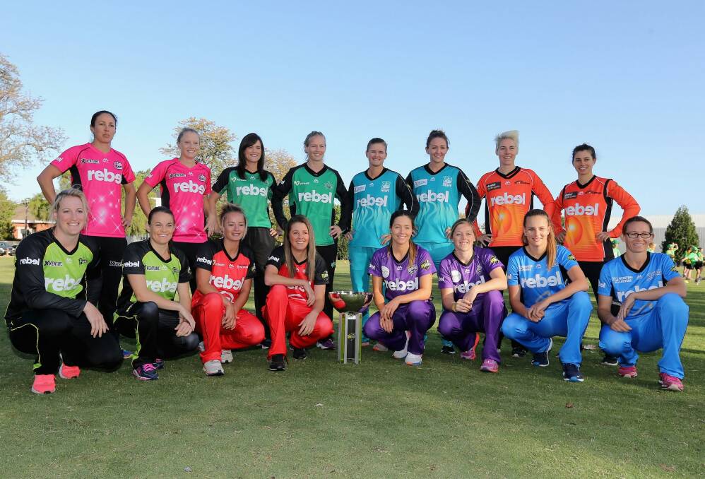 Representatives from each team at the launch of the Women's Big Bash League. Photo: Wayne Taylor