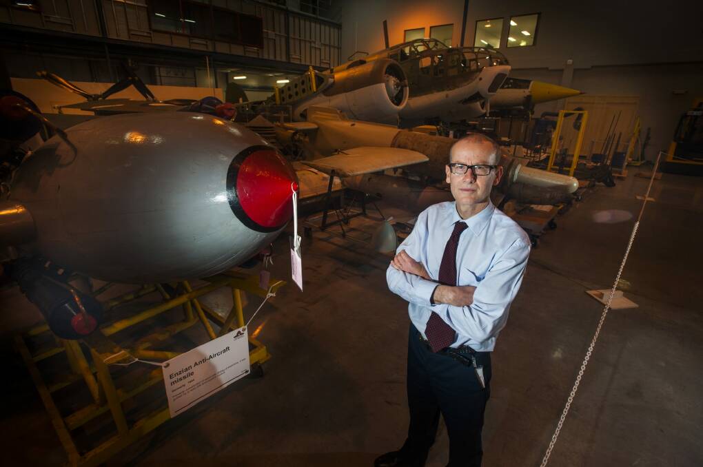 Senior curator of military heraldry and technology Shane Casey at Australian War Memorial's Treloar Technology Centre that will once again hold its Big things in store open day on September 5. Photo: Elesa Kurtz