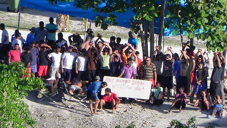 Asylum seekers on hunger strike on Nauru. Photo: Clint Deidenang