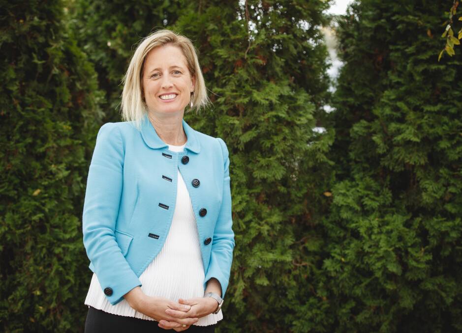 Former ACT senator Katy Gallagher in her neighbourhood Lyneham. She has announced that she is seeking preselection to return to the Senate.  Photo: Sitthixay Ditthavong