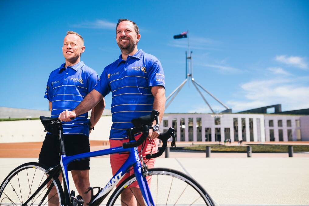 Ray and Peter Chamberlain will ride from Canberra to Melbourne to raise money for Griefline. Photo: Rohan Thomson