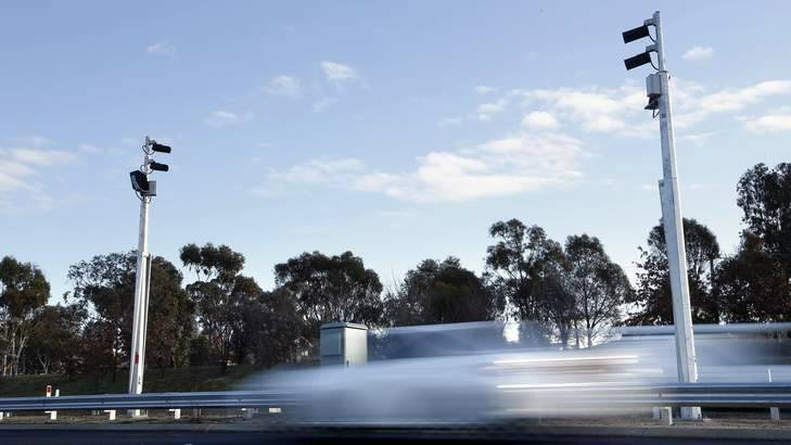 New point to point speed cameras on Athllon Drive near the intersection with Beasley Street in Farrer. Photo: Jeffrey Chan