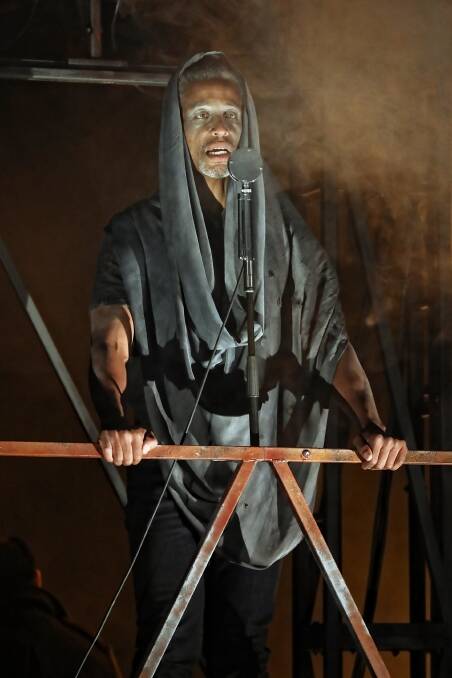 Kenneth Ransom as the ghost of the title character in <i>Julius Caesar</i>.  Photo: Prudence Upton