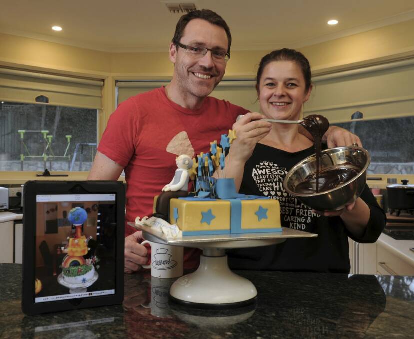 Ivan Hinton-Teoh, pictured with Nada Livas of Nada's Cakes, has been overwhelmed by the support from fellow Canberrans as he planned one of ACT's first gay weddings. Photo: Graham Tidy