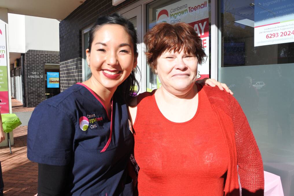 Podiatrist Lydia Kim with Irene Mawhinney, of Richardson, at the open day at Brindabella Podiatry, which also celebrated the opening of the Canberra Ingrown Toenail Clinic.