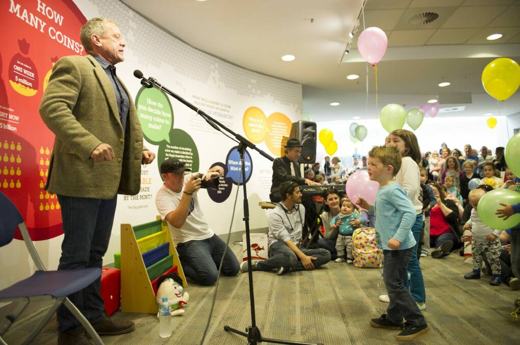 Veteran Play School host was a hit with children, parents and grandparents alike at Sunday's Sing-a-long in Canberra.  Photo: Jay Cronan