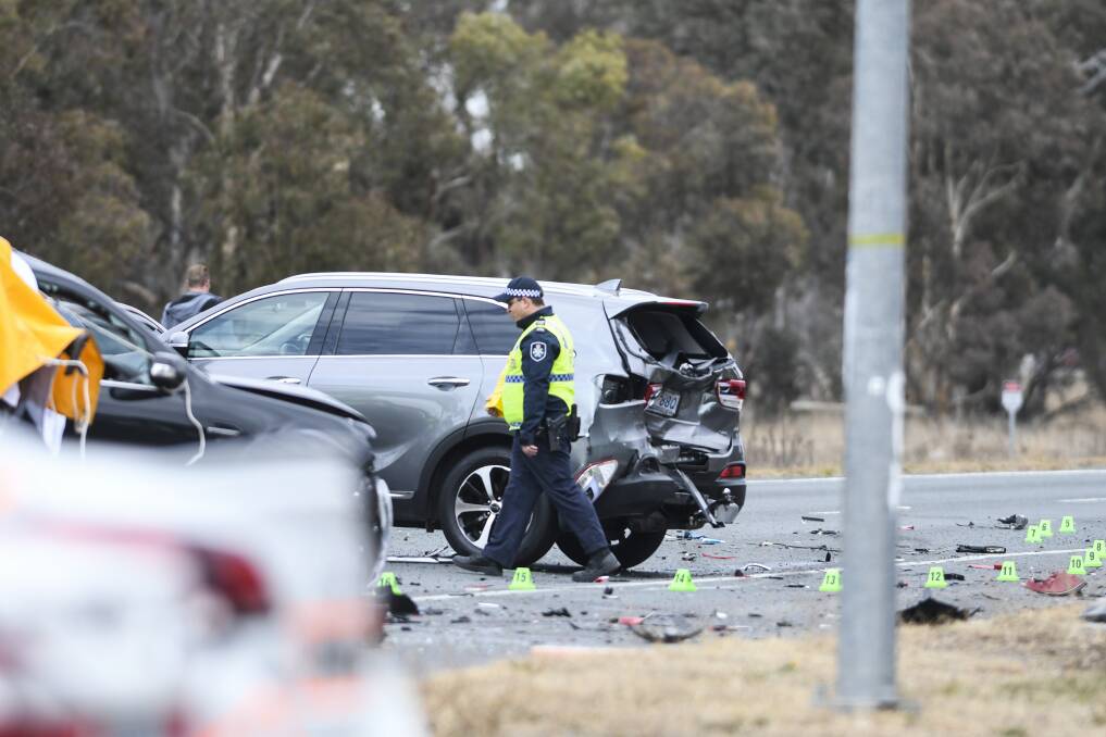 The scene of a fatal accident on the Monaro Highway. Photo: Dion Georgopoulos