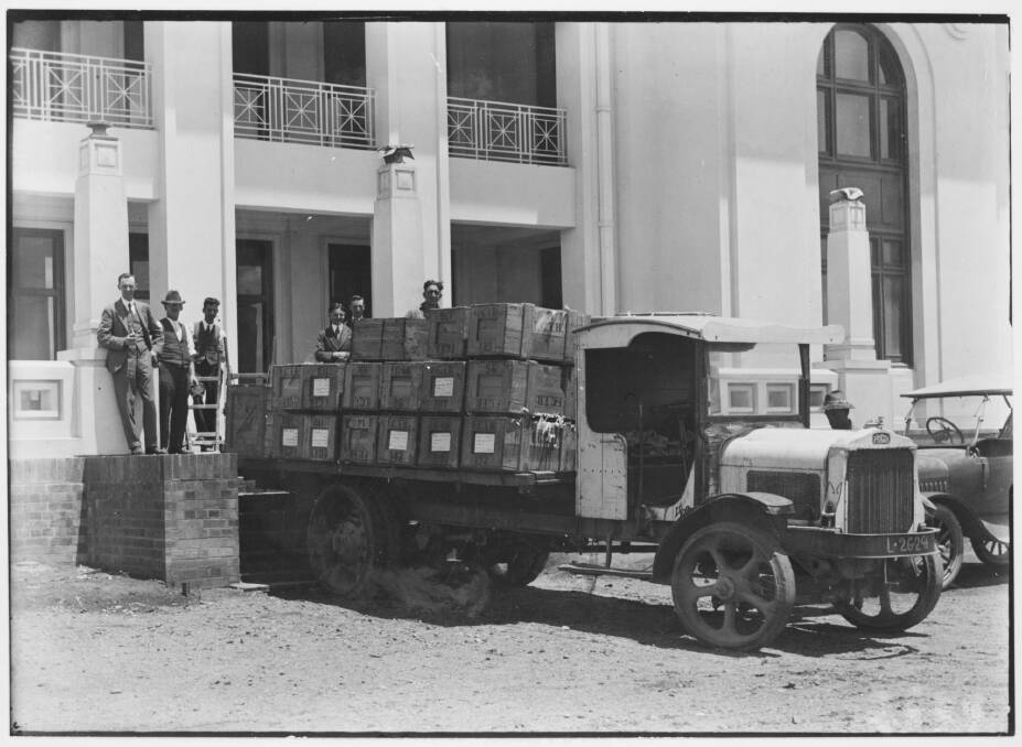 The first truckload of books destined for the new National Library of Australia. Photo: NLA