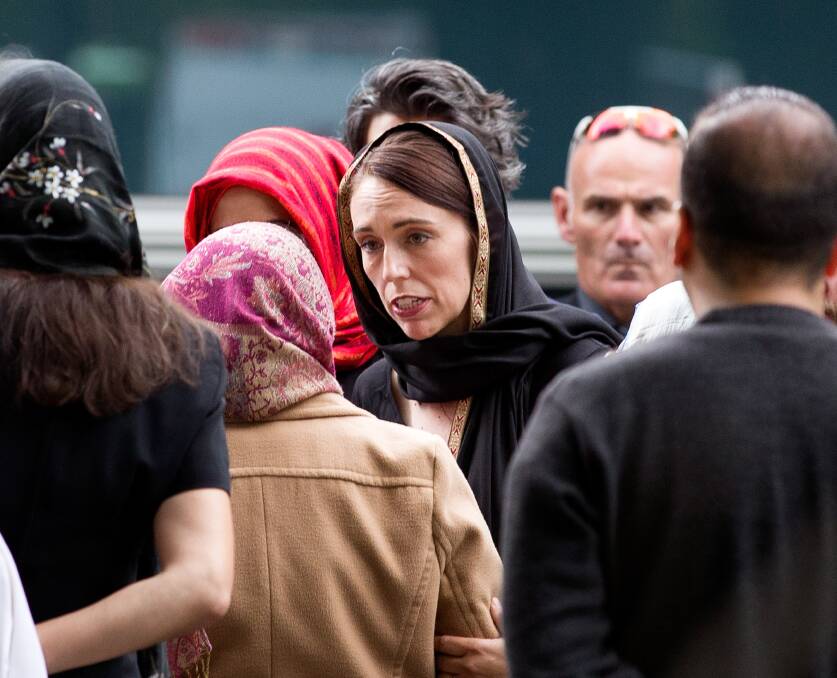 Jacinda Ardern meets members of the Muslim community in Christchurch. Photo: AAP