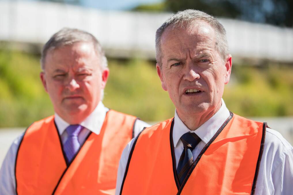 Bill Shorten and Anthony Albanese. Federal Labor will commit $200 million to the next stage of Canberra's light rail on Tuesday.  Photo: Glenn Hunt/AAP