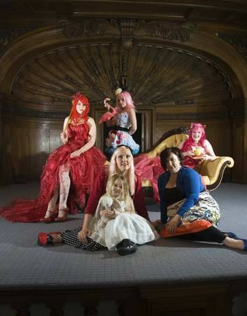 Sweet ChariTEA ... (front) Vicki Kidd-Gallichan from Rockstars and Royalty pictured with her daughter Lily Kidd-Gallichan and event organiser Kartika Medcraft with models Sarina del Feuego, Eleanor Butcher and Tiarna Ryan. Photo: Elesa Kurtz